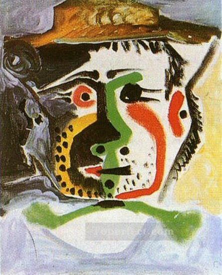 Tete d homme au chapeau 1972 Cubist Oil Paintings